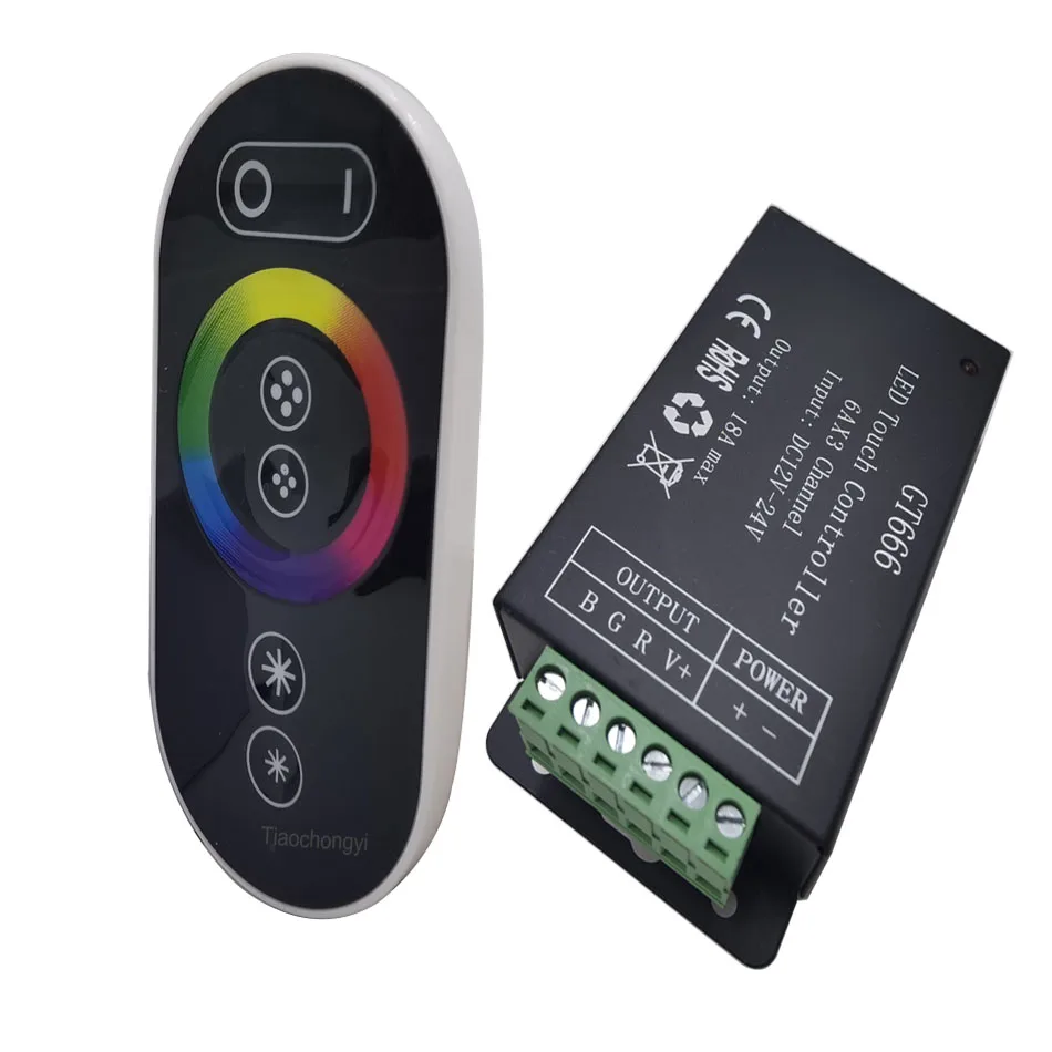 

GT666 18A Wireless RF dimmer contoller DC12-24V 6A*3channel Max 6Key Touch Remote for 5050 2835 RGB led strip light