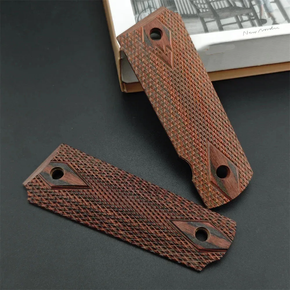 New 2PCS Anti slip Handle 1911 Redwood Handle Patch DIY Anti slip Wooden Handle Scale Decorative Material Raw Material Board image 2