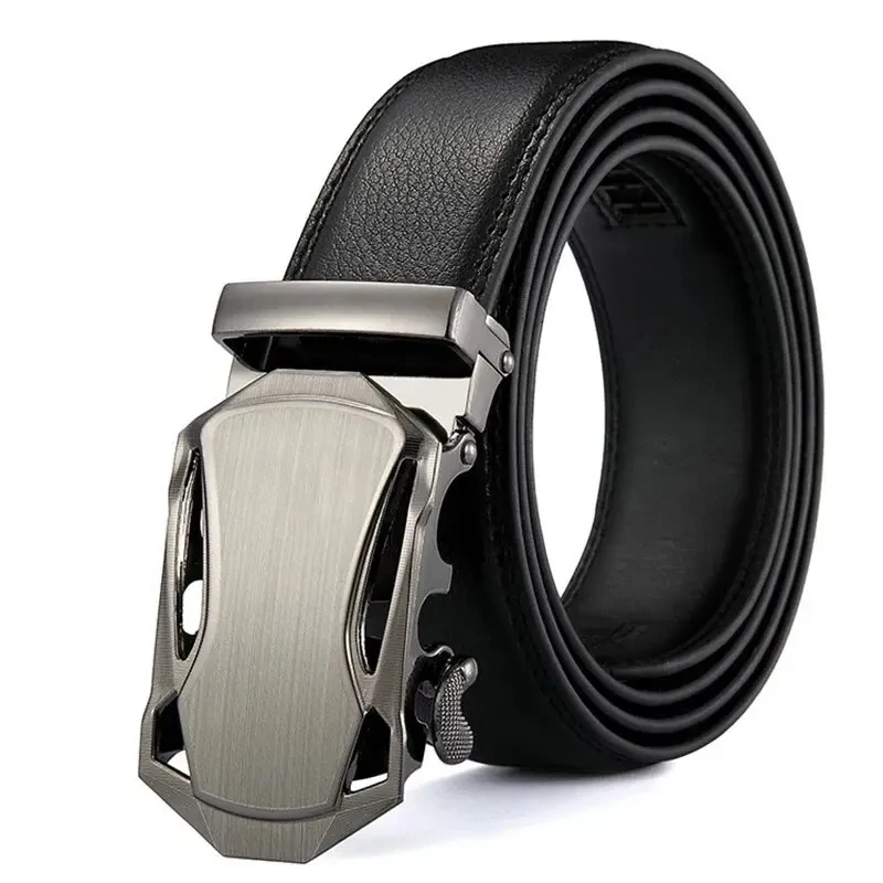 Fashion Business Men Belt Luxury Brand Metal Buckle High Quality Soft PU Leather Belt for Jeans Cargo Pants