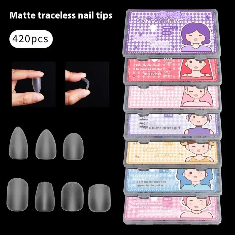 420 PCS/Box Nail Tips Matte Short Press On Full Cover Tips Artificial Press On Nails DiY Nail Art Extension Tools