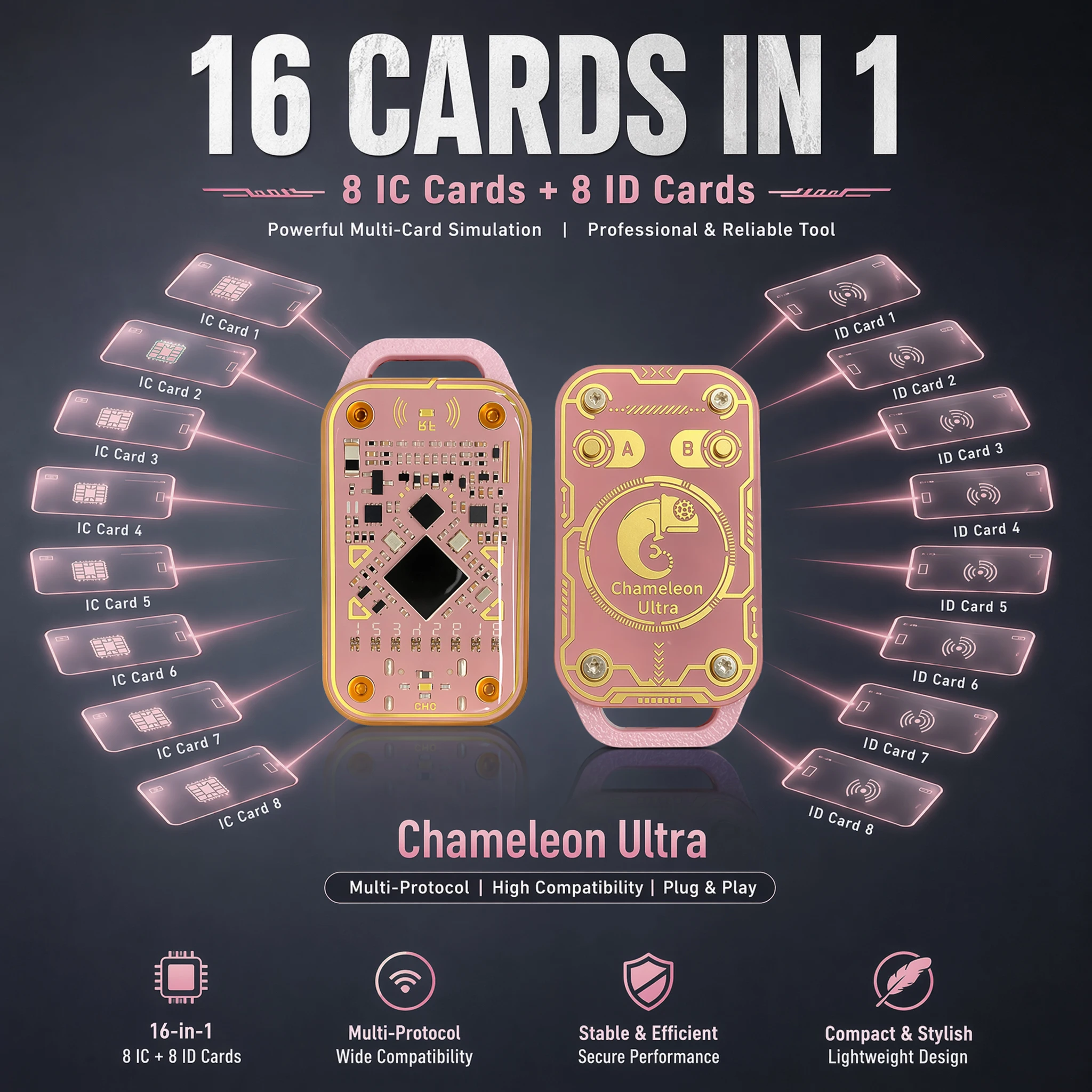 Chameleon Ultra V3.0 Mini RFID NFC Reader Writer Smart Card Emulator 125KHz 13.56MHz T5577 Keychain Duplicator