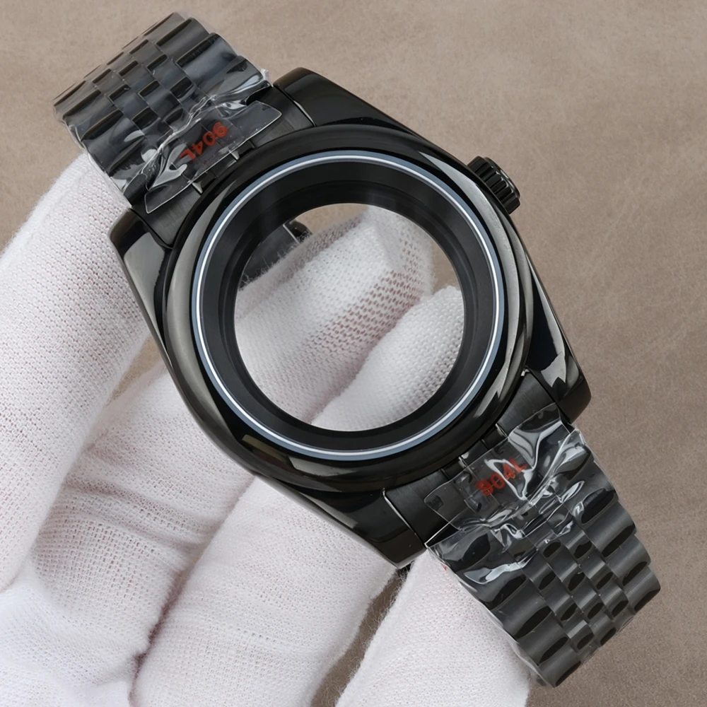 PVD Black NH35 36mm/39mm Watch Case for DATEJUST NH35 NH36 Movement Sapphire Glass Waterproof Stainless Steel jubilee Bracelet