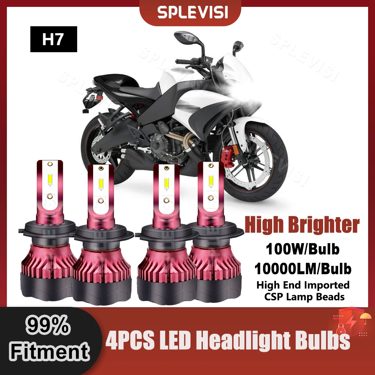 4PCS Super Brighter H7 LED Headlight Bulbs 9V-36V Fits For Buell Lightning XB12Scg 2005 2006 2007 2008 2009 2010 Collocation Kit