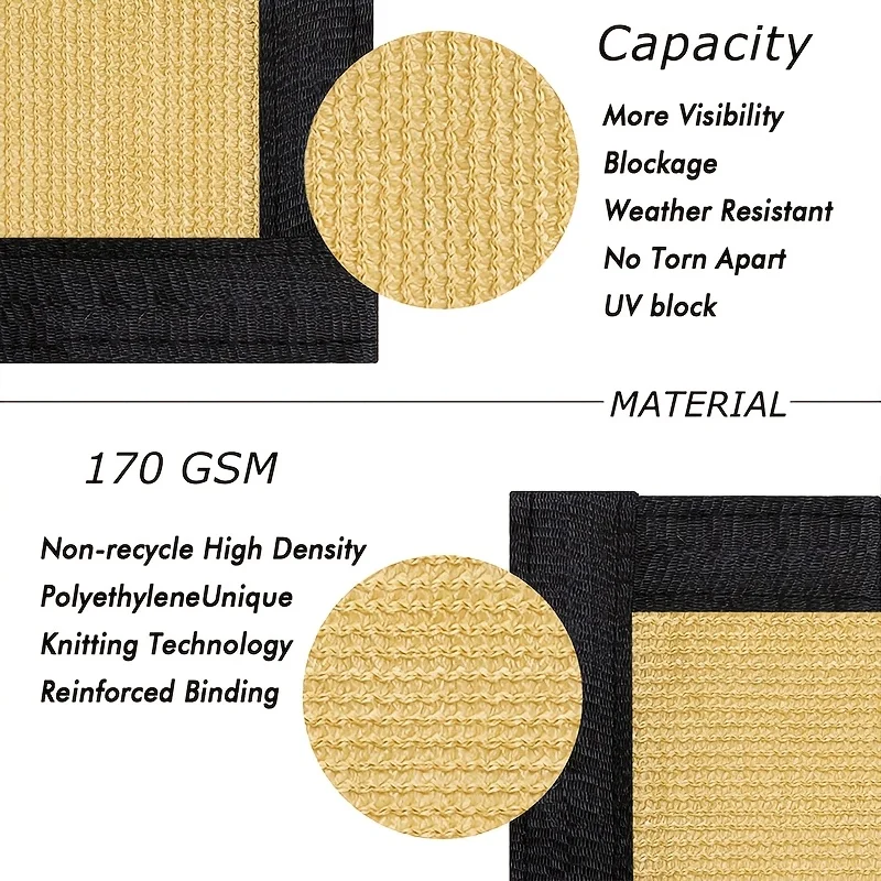 5X15FT Privacy Screen Fence, Patio Fence Privacy Screen, Sand Covering Heavy Duty Chain Link Mesh Fencing Commercial Windscreen 90% Blockage UV Outdoor Shade Cover Netting for Garden Yard Patio