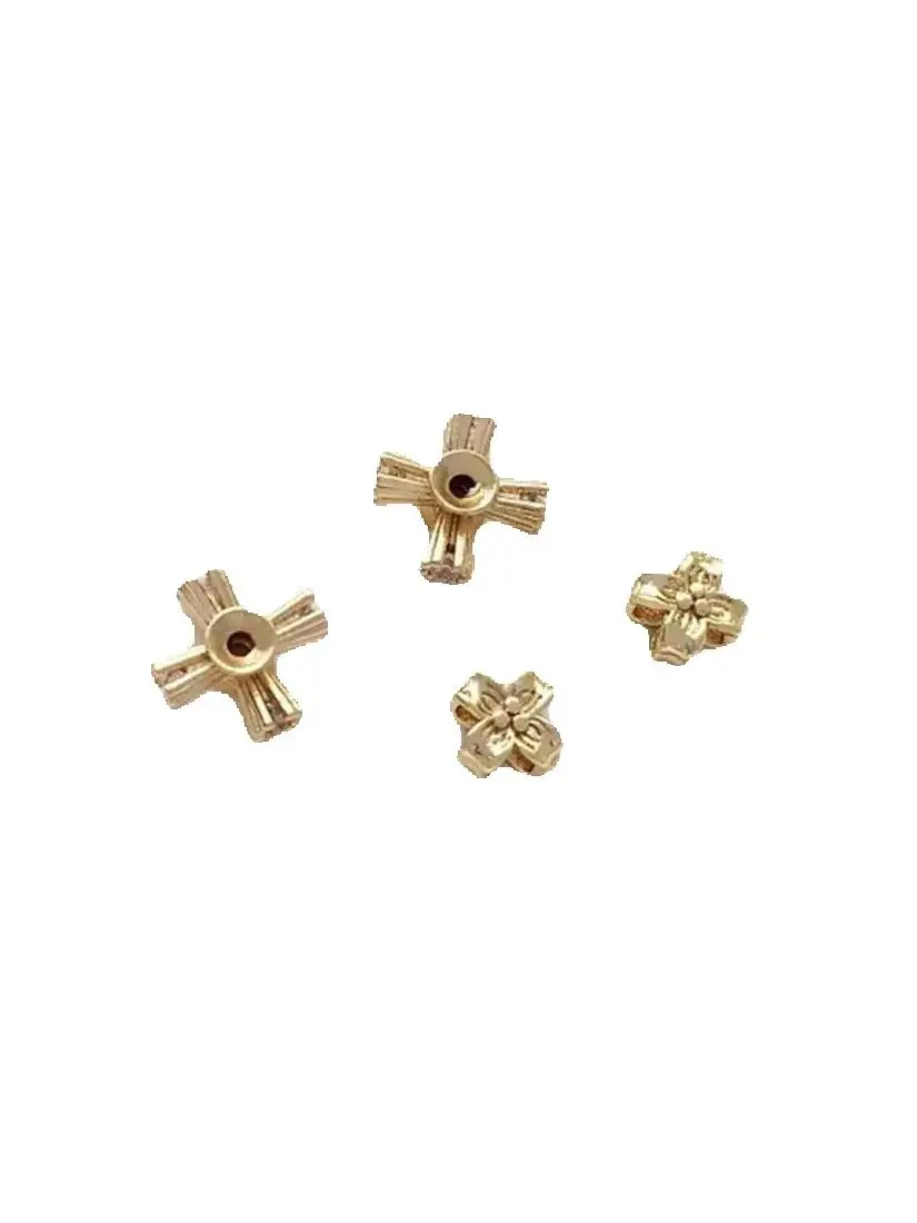 14K Gold-plated Partition Beads with Zirconium Square Flower Shaped Partition Handmade Beaded Jewelry Accessories DIY Material