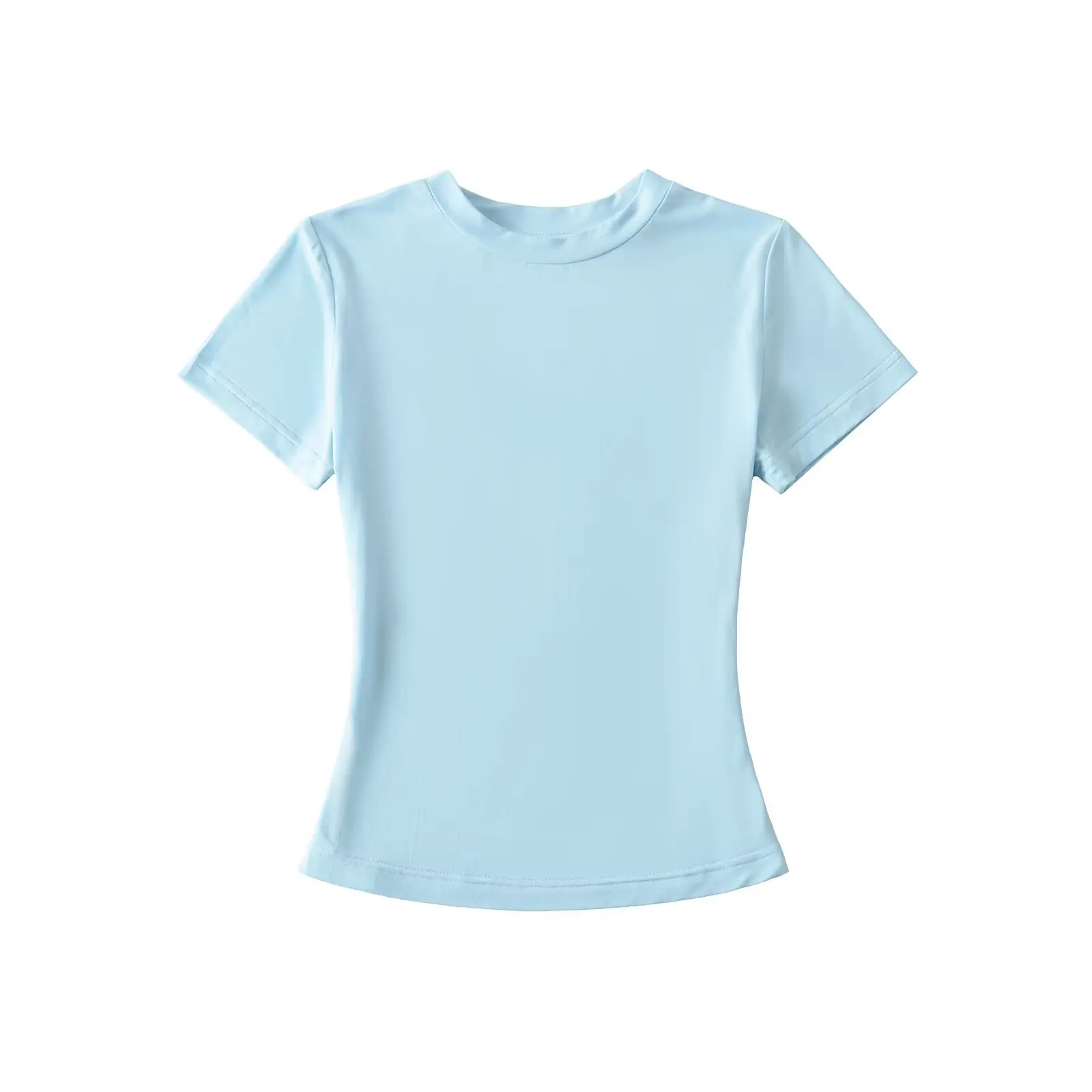 スリムフィットまたはスリムフィット T-irt 女性用夏用伸縮性タイトニングスリムヨガスポーツトップストリートスリムハイカラーや長さ