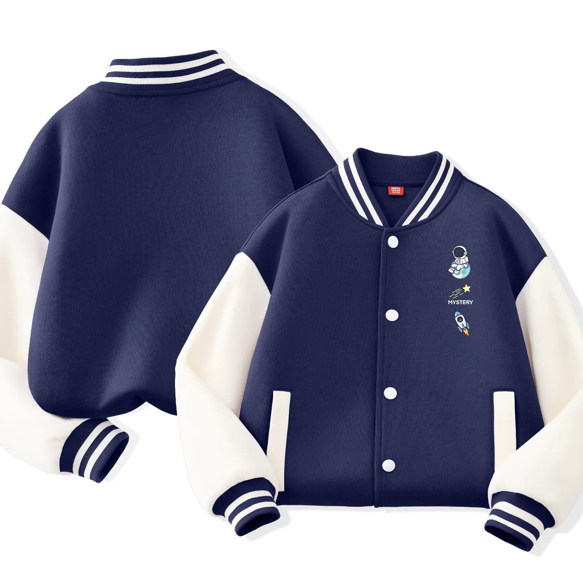 

2024 New College Style Spring And Autumn Children's Jacket Baseball Uniform Astronauts On The Moon Boys And Girls Autumn Top