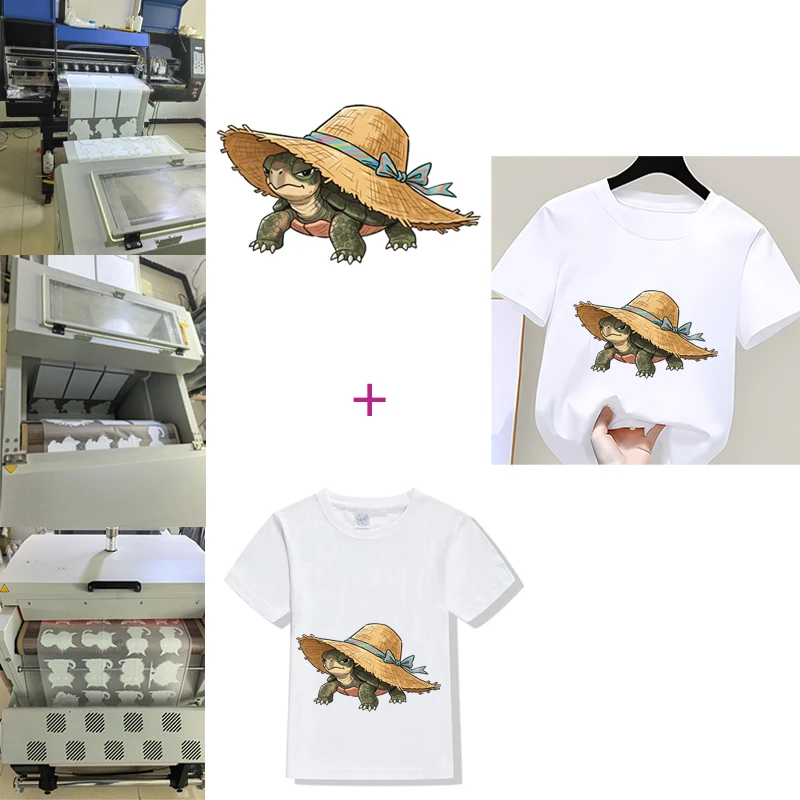 Turtle vacation surfing animals Transfers For Clothing Stickers Cartoon Animal Thermal Heat Transfer For Kids Clothes Print