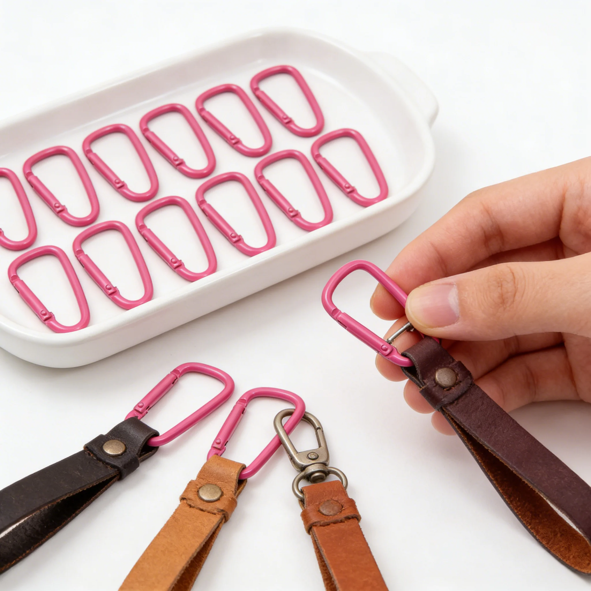 

5/10/20pcs/Lot 46x24mm D Carabiner Hook Pink Zinc Alloy Keychain Snap Clip Hooks for Making Jewelry Ring Connector DIY Findings