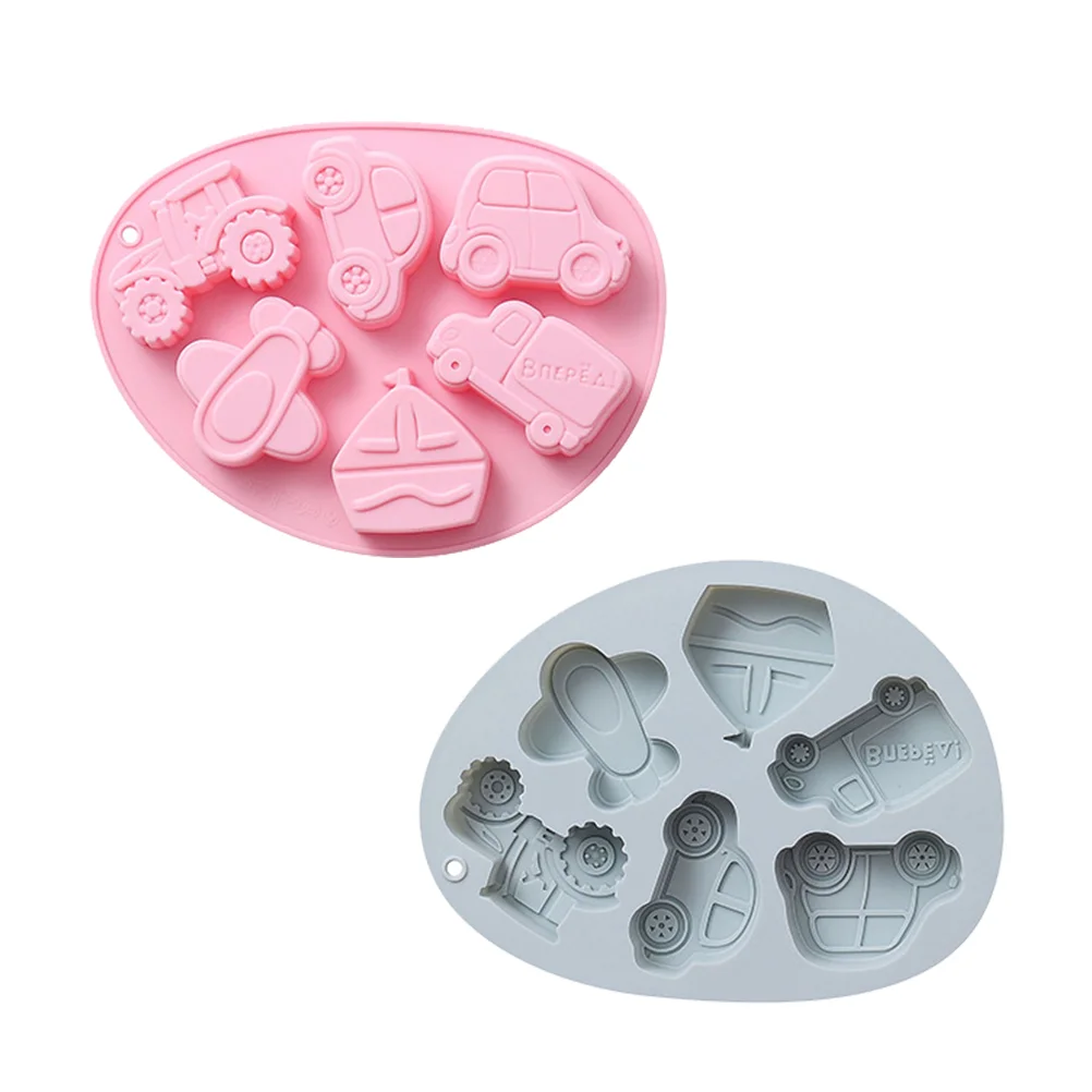 

2 Pcs Silicone Baking Mold Transport Cartoon Vehicle Airplane for Bakery Chocolate Candy Silica Gel Child Candies Gummies