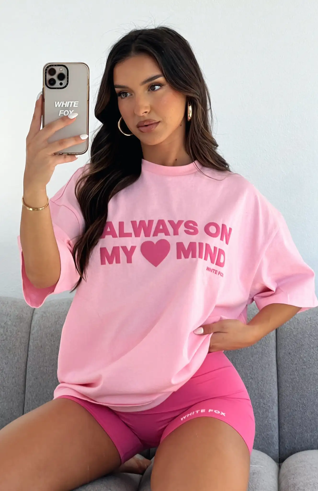 Fashion Casual Short-sleeved Top Summer women\'s  PINK casual loose round neck short sleeved pink T-shirt shorts two-piece set