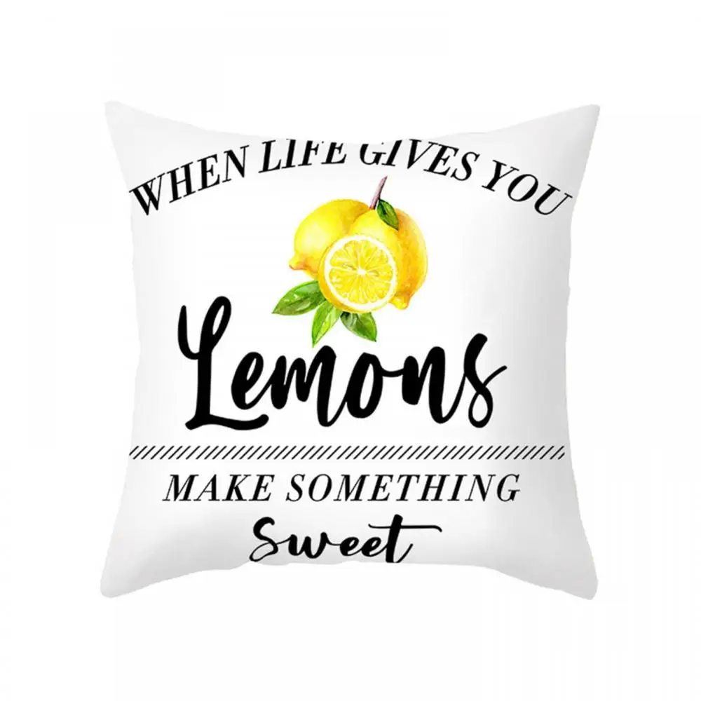45x45cm Pillow Case Cushion Cover Lemon Orange Print Throw Home Sofa Bed Decor no Pillow Home Sofa Bed