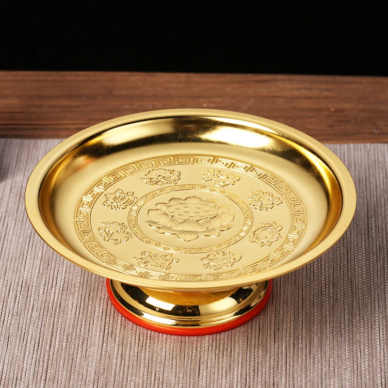 

Alloy Plate Fruit Plate Decoration Tribute Plate Home Supply God of Wealth Buddha Worship