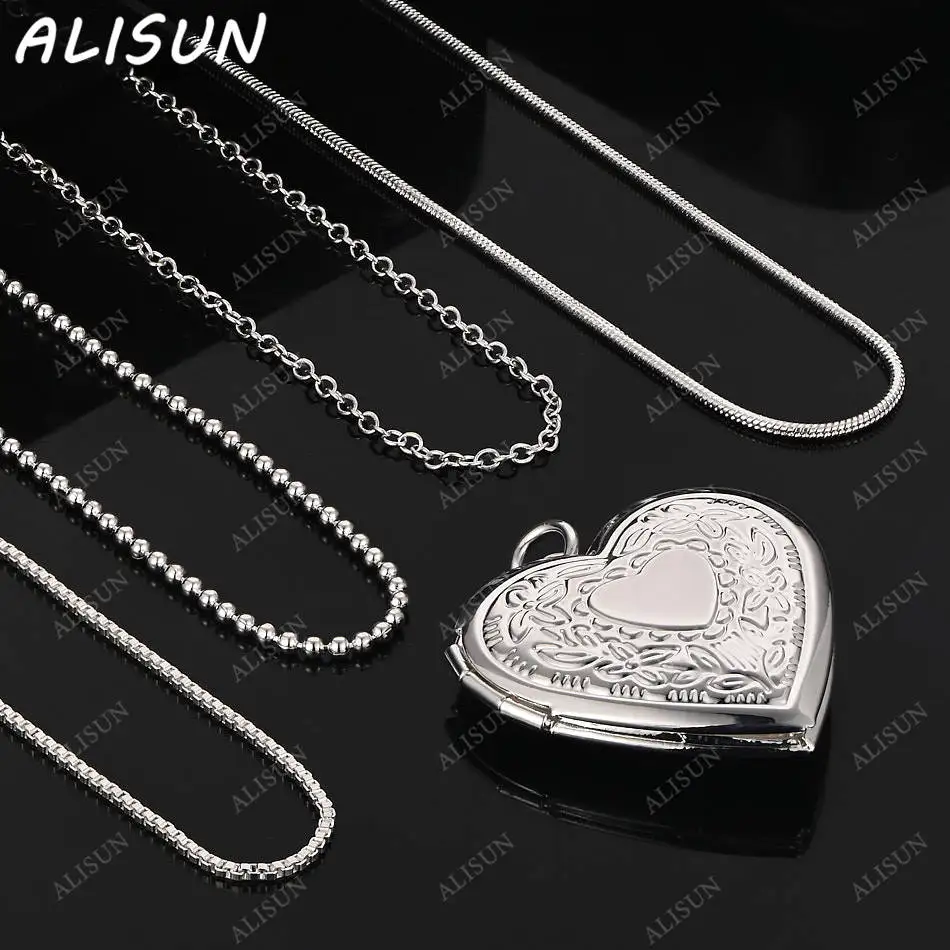 

ALISUN 40-75cm 925 Sterling Silver Heart Pendant Necklace For Women Men Creativity Gifts Street All-match Party And Daily Wear