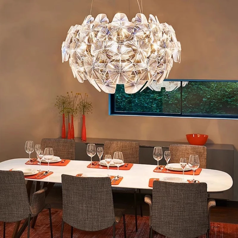 

Modern round petal LED Pendant Light, lustre living room, dining room chandelier, home lighting decorative ceiling light.