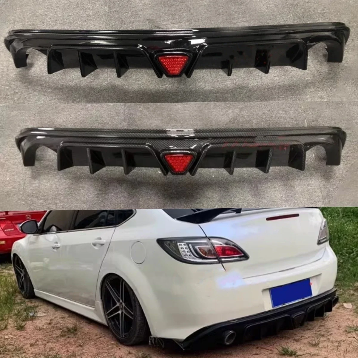 Rear lip with light for Mazda 6 2009-2015 modified rear bumper shovel Body kit Car Accessories