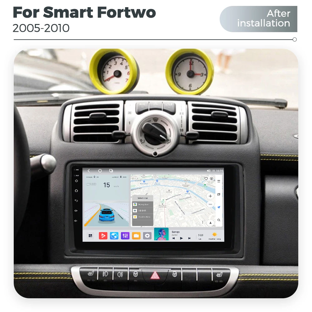 2Din UIS7862S Android Car Radio Multimedia Player GPS Navigation for Mercedes Benz Smart Fortwo 451 2006 - 2009 Car-play Auto BT