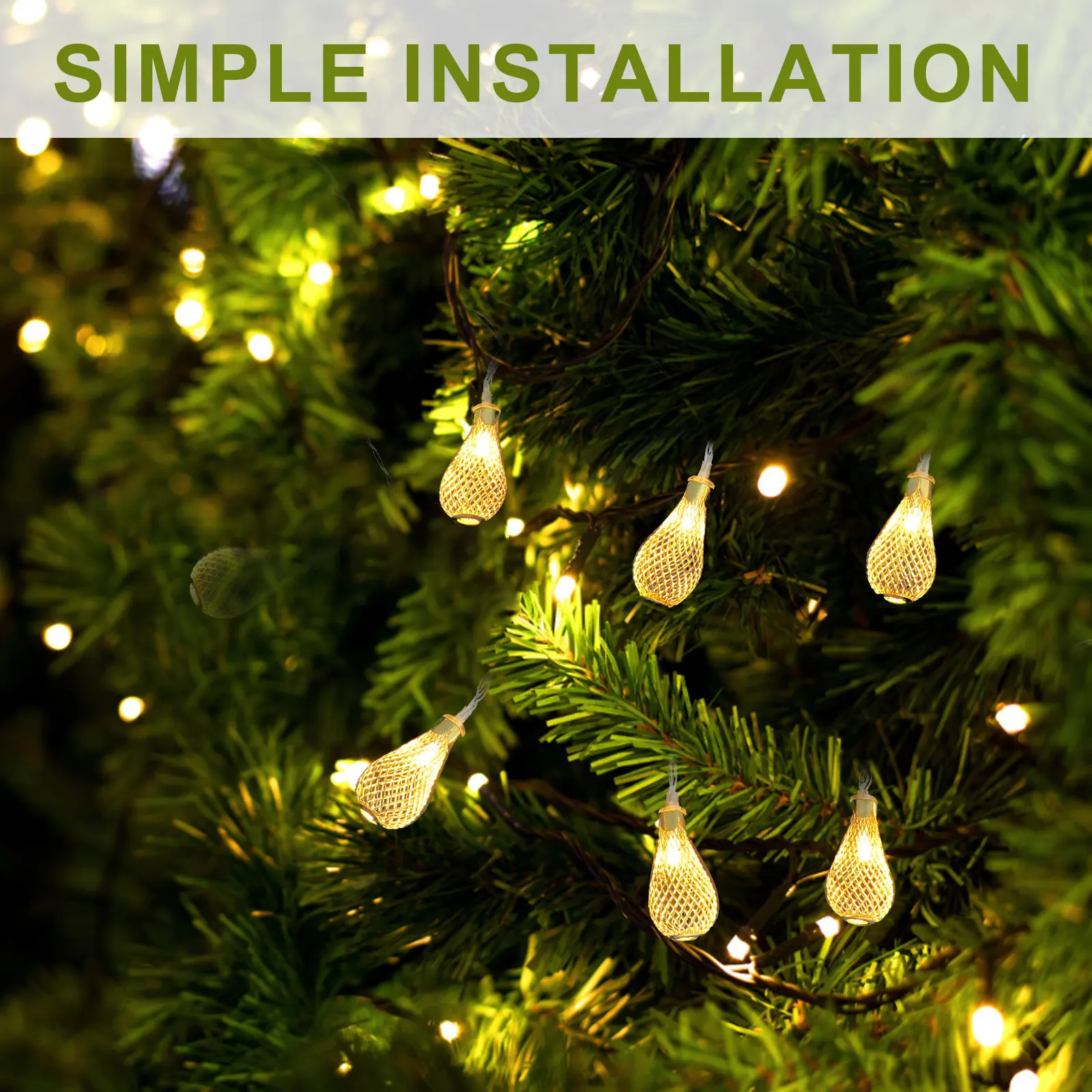 

Гирлянда-фонарики 10 LED, теплый свет, в форме капли, в стиле бохо, для дома, спальни, патио, вечеринок, Рождества, свадеб, декоративная