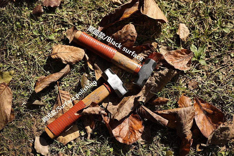 Polished hammer cowhide handle nail hammer craftsman hammer camping hammer forging outdoor camping