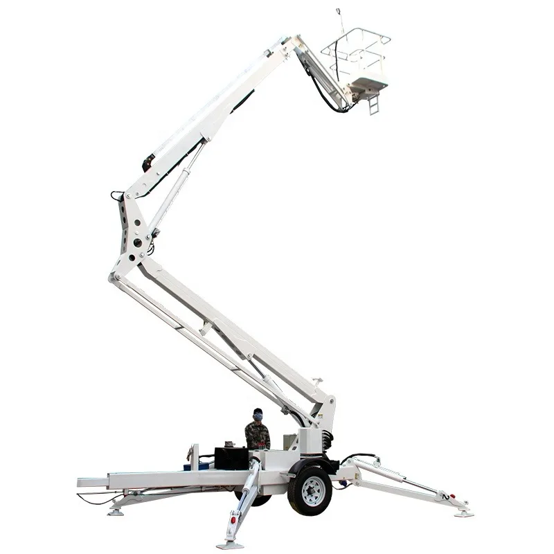 Hydraulic Articulated Trailer Cherry Picker Manual Towed Small Electric Man Lift