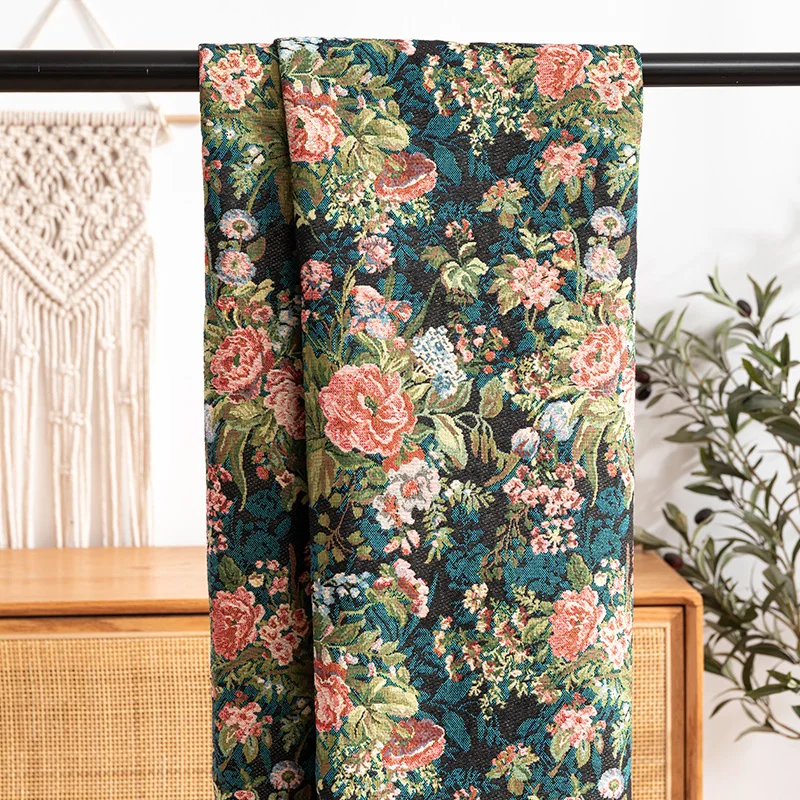 150x100cm Green Oil Paint Pattern Jacquard Fabric Cloth Canvas Floral Sofa Cover Tablecloth Clothing DIY Fabrics Sewing Supplies