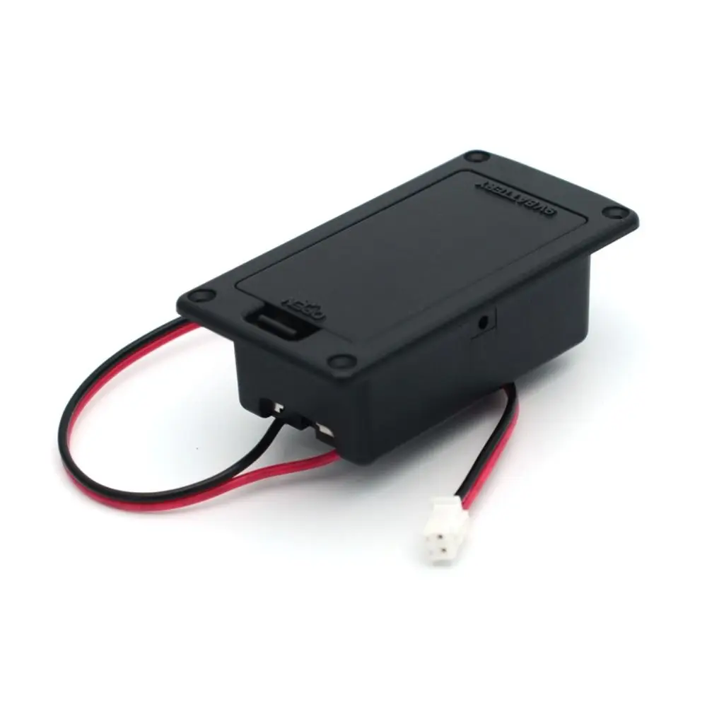 ABS Battery Holder Storage Box Black 9V Battery Case Box with Wires Lead Compartment Cover Wired Battery Holder Case Box