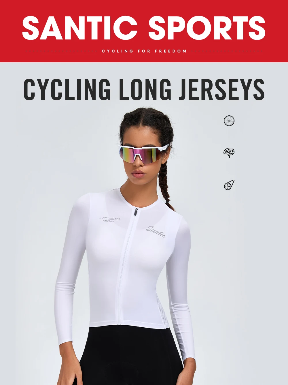 Santic Damen-Radtrikots, langärmelig, atmungsaktiv, schnell trocknend, für die Frühlings- und Sommersaison, bequeme Fahrradbekleidung, KL25C01181 – Detail 1