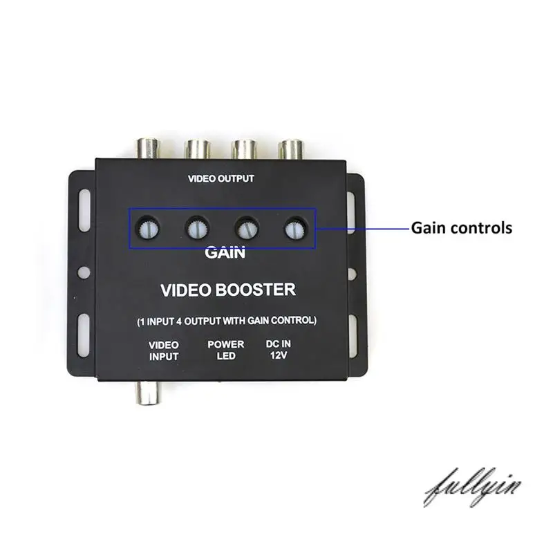 

FULL-Car Video Splitter 1 To 4 AV Signal Booster Amplifier Splitter For Car CCTV TV LCD DVD Player 1 Input 4 Output