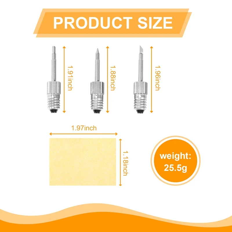 Puntas de soldadura de latón, cabezal de pistola para soldar USB, puntas de soldadura para estaciones de soldadura de interfaz E10, 3 uds.