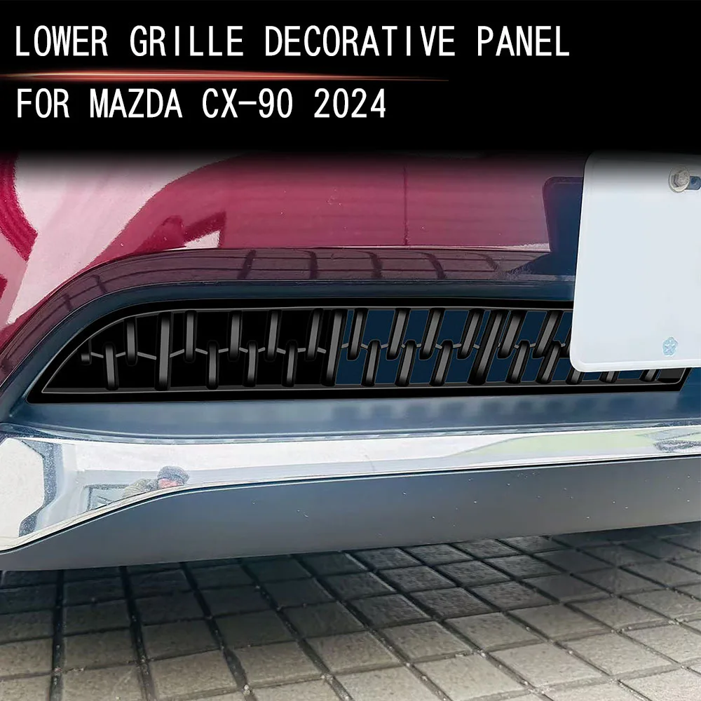 

For Mazda Cx90 Cx-90 2024 2025 ABS Black Front Bumper Lower Middle Mesh Grille Grill Decoration Cover Trim Sticker Accessories