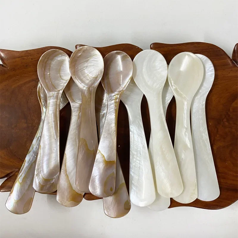 

9-13CM Natural Shell Ice Spoon Cream Coffee Caviar Spoon Mother of Pearl Seashells Stirring Spoons Teaspoon Crafts Dessert Coffe