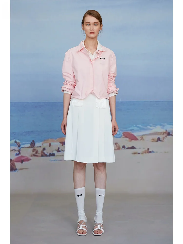 

MDNOTE Minho 2025 Autumn Winter New Design Double keted f Skirt A-Line Stand Fit High Waist Midi Pure Color