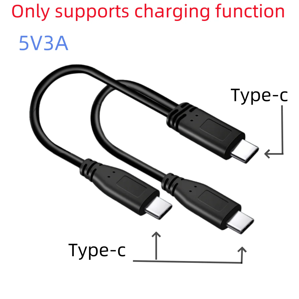 

0.3M USB-C 2-in-1 Splitter Charger Cable Type-C to Dual USB-C 3A 5V Charging Cord for Cellphone Tablet Headset Power Bank
