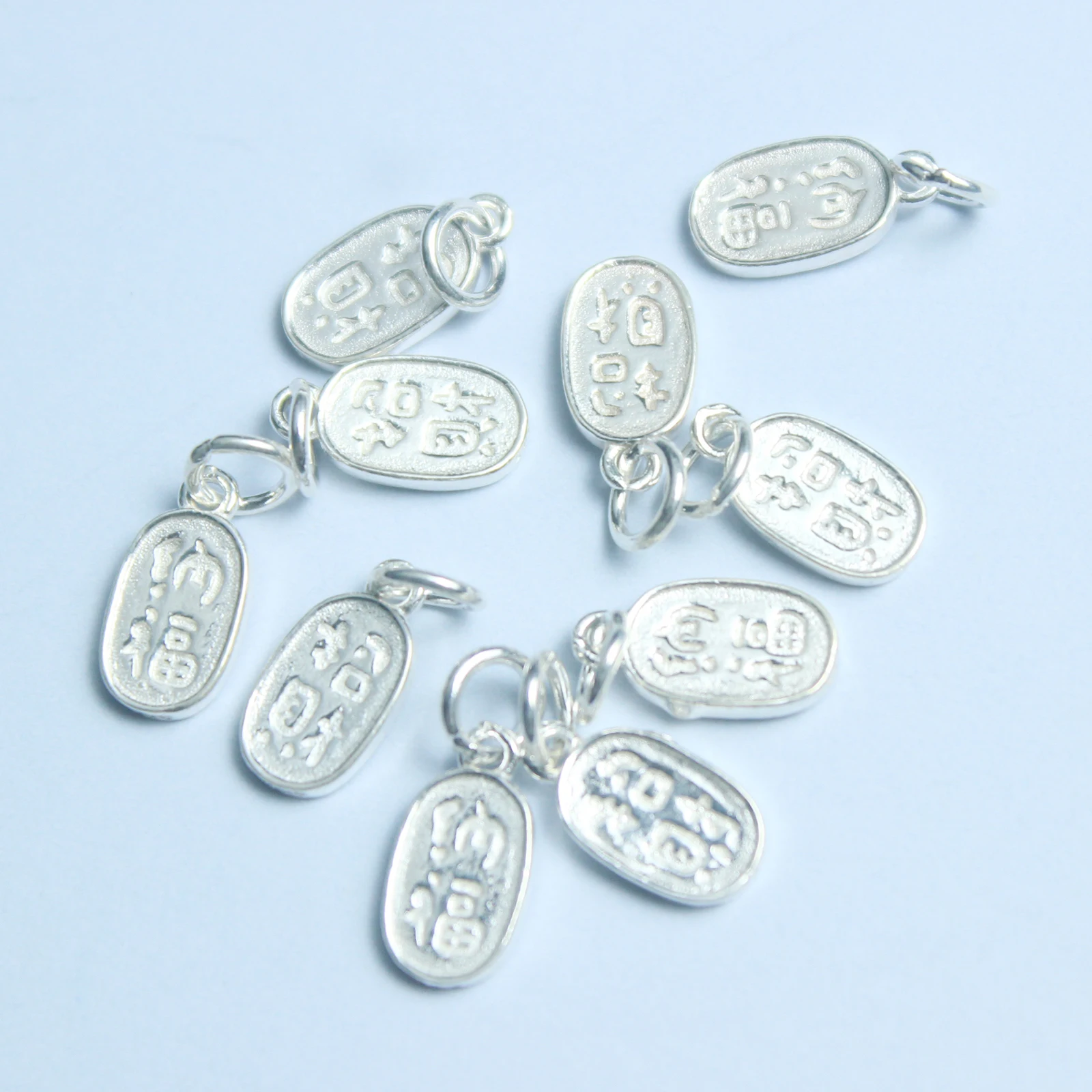 Real 925 Sterling Silver Attracting Wealth and Receiving Blessings Wafers Charm Pendant Handmade DIY Accessories Jewelry