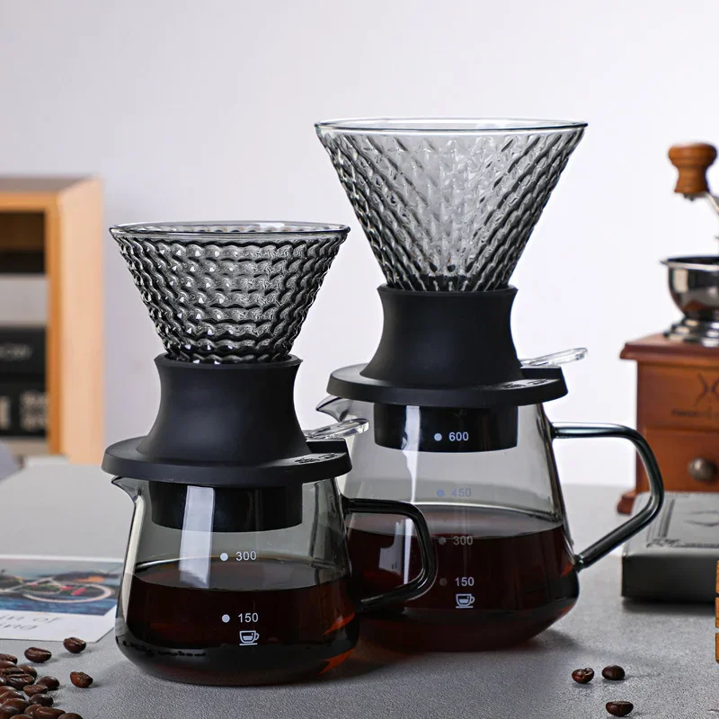 Coffee Filter Cup Glass Drip-type Hand-brewed Coffee Filter Pot Filter Paper V-shaped Drip Coffee Accessories