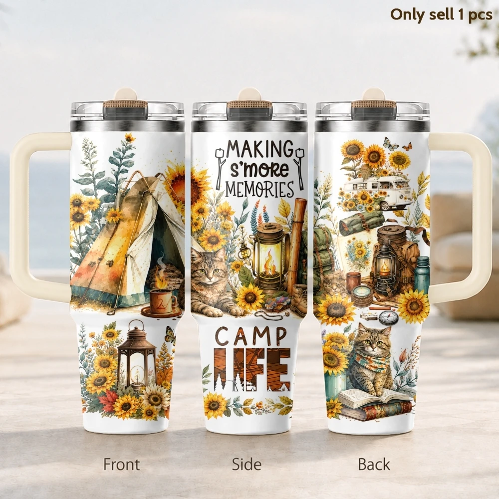 

Camping Adventure Vacuum Flasks 40oz 3rd Gen Vacuum Insulated Stainless Steel Car Tumbler Cup with Handle Straw Lid