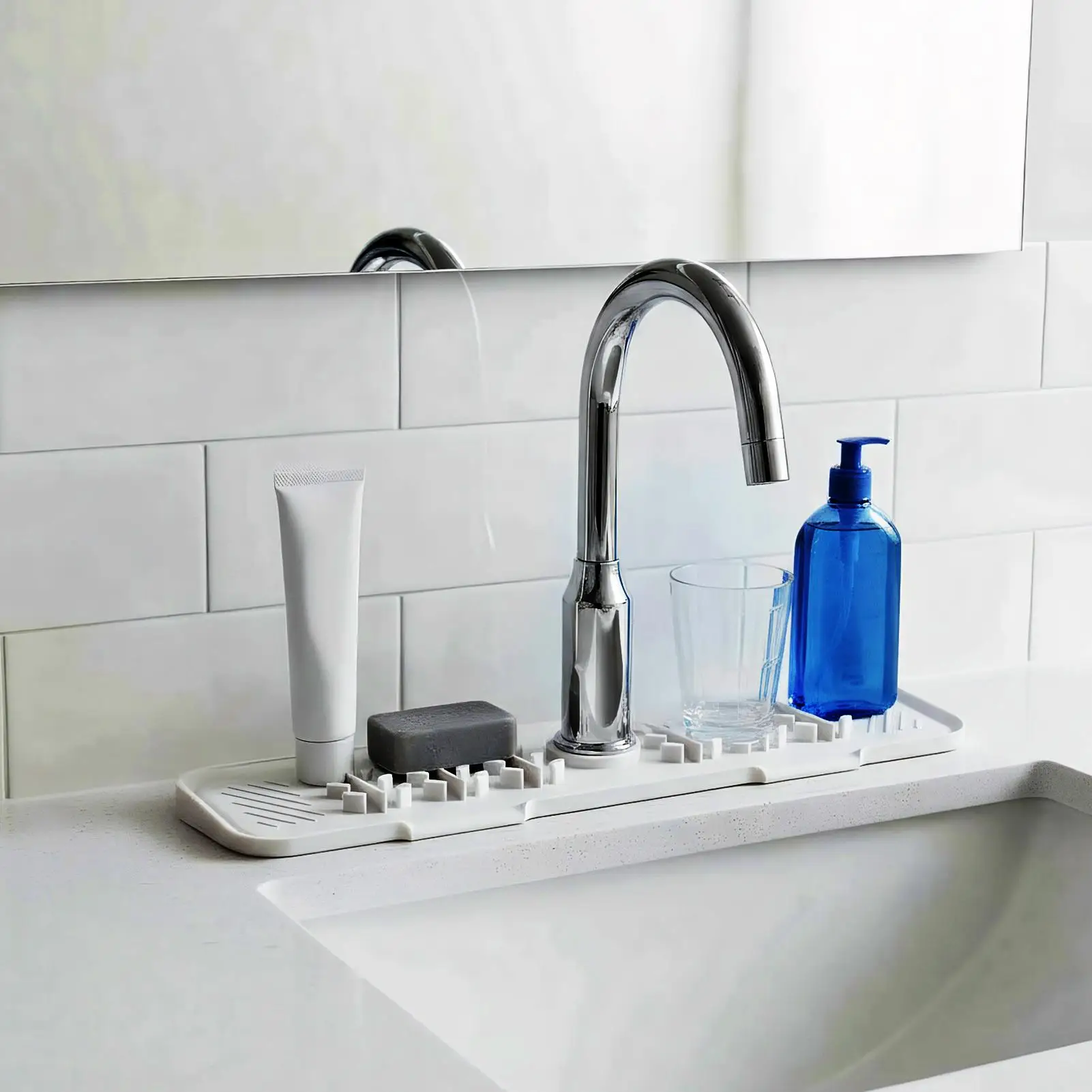 

Sink Faucet Mat Silicone Fast Drying Drain Pad Kitchen Sink Splash Guard For Draining Home Bathroom Under Counter Around Behind