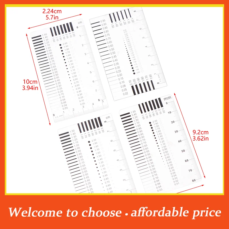 。1pc Transparent Film Ruler Welding Gage Stain Crack Contrast Ruler Measuring Pass Badge Gauge Stain Card Point Gauge Wire Gauge