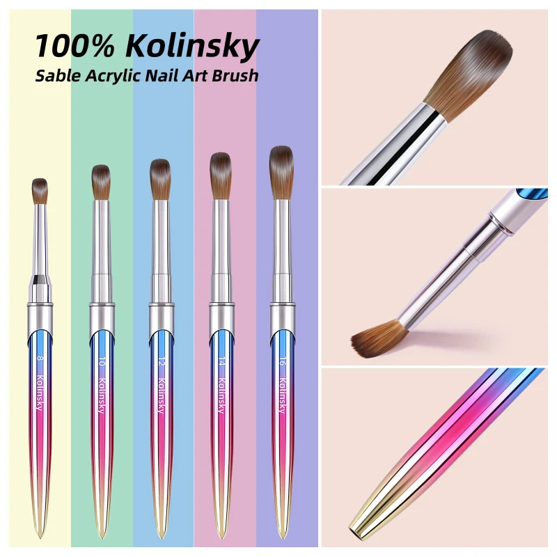 99.99% kolinsky Acryl Nagel bürste gekräuselt Gradient Rampe Griff profession elle Salon qualität für Acryl pulver Größe 2-18 #