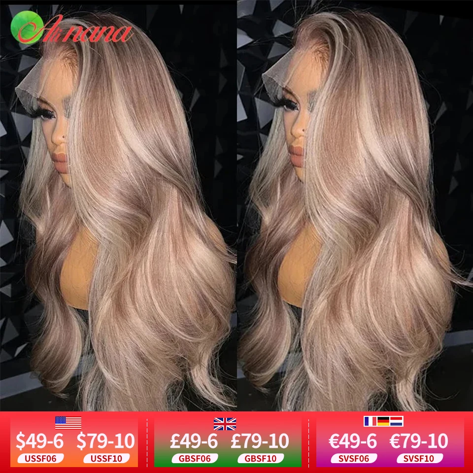 Highlight Ash Blonde Colored HD 13X4 Lace Front Wig Bleach Knots Pre-Plucked 5X5 Lace Closure Wig 100% Human Hair Wigs For Women