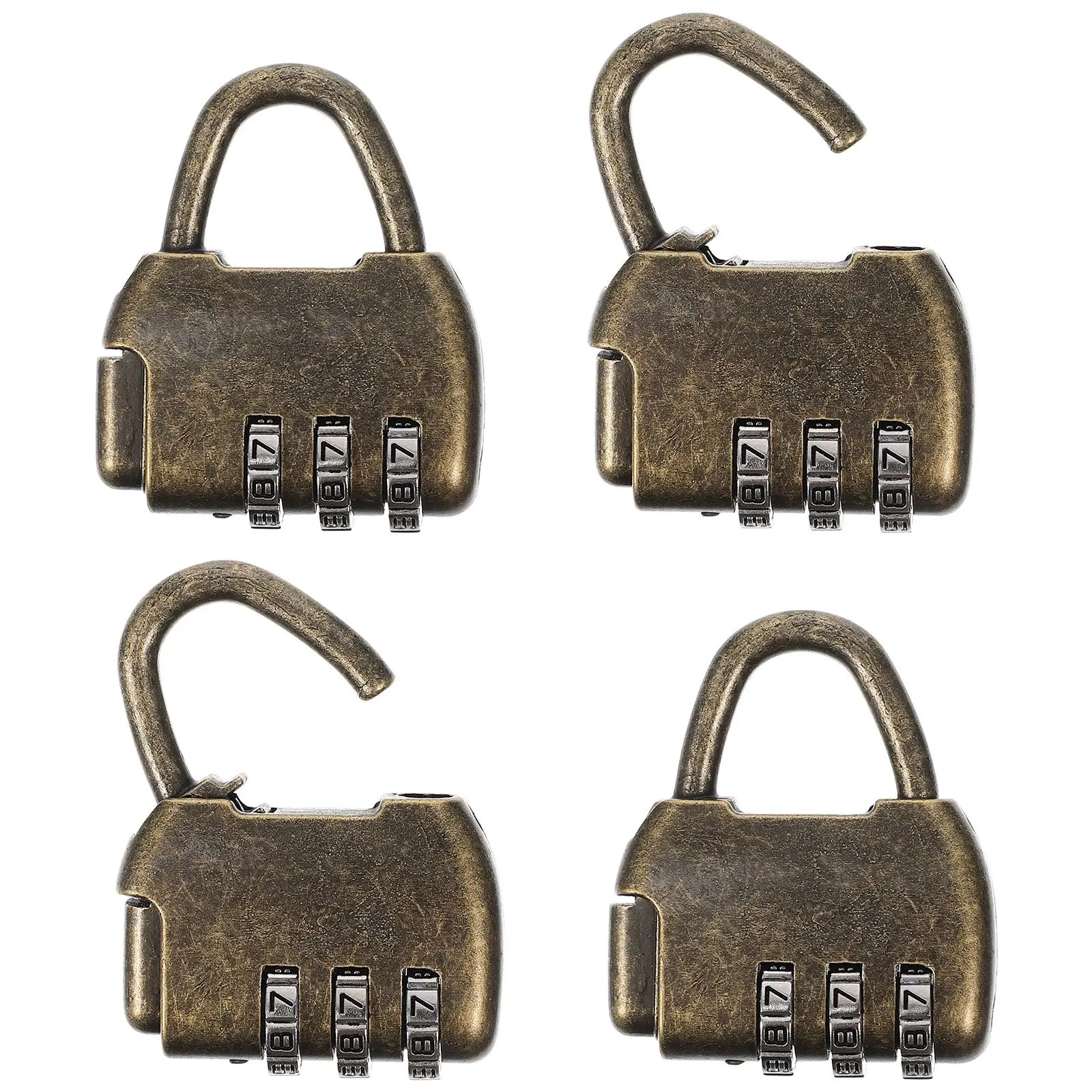 

4 Pcs Digital Code Lock Zinc Alloy Retro Vintage Combination Chinese Style Classic Password Locks for Cabinet Suitcase Escape