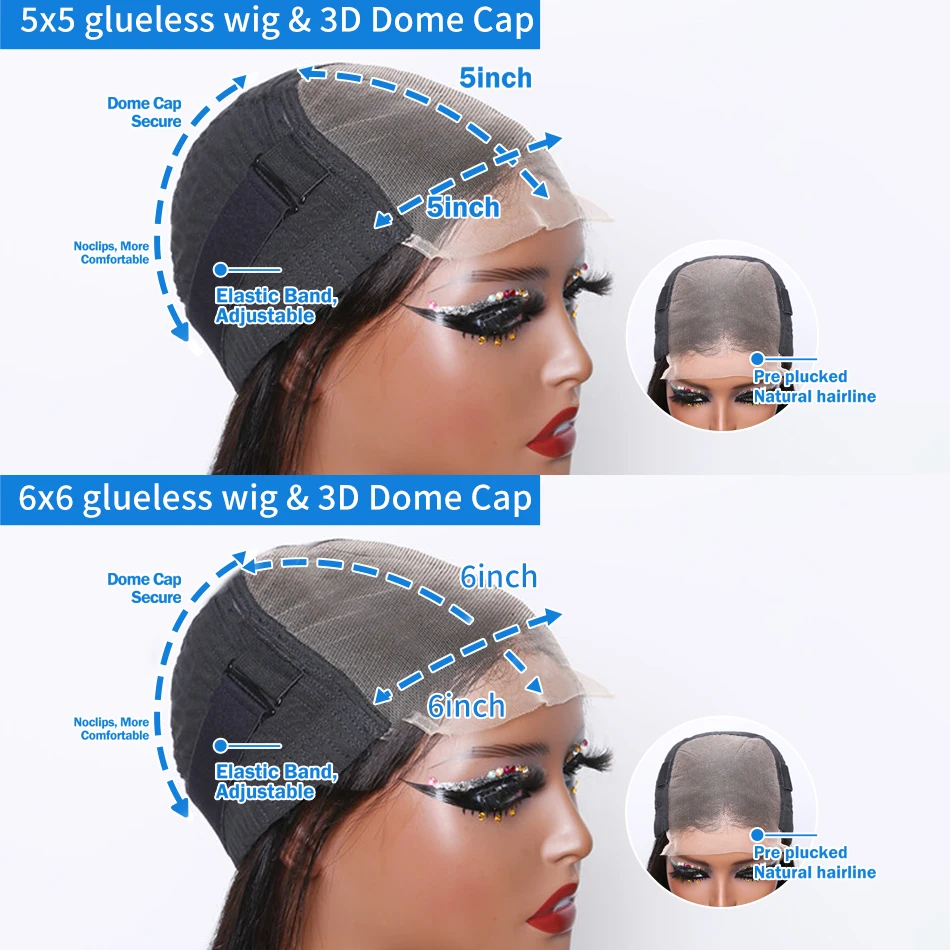 Mossily 250% Bone Straight Wear And Go Glueless 5x5 Pronto da indossare Parrucca con chiusura in pizzo Parrucche per capelli umani trasparenti HD pre pizzicate