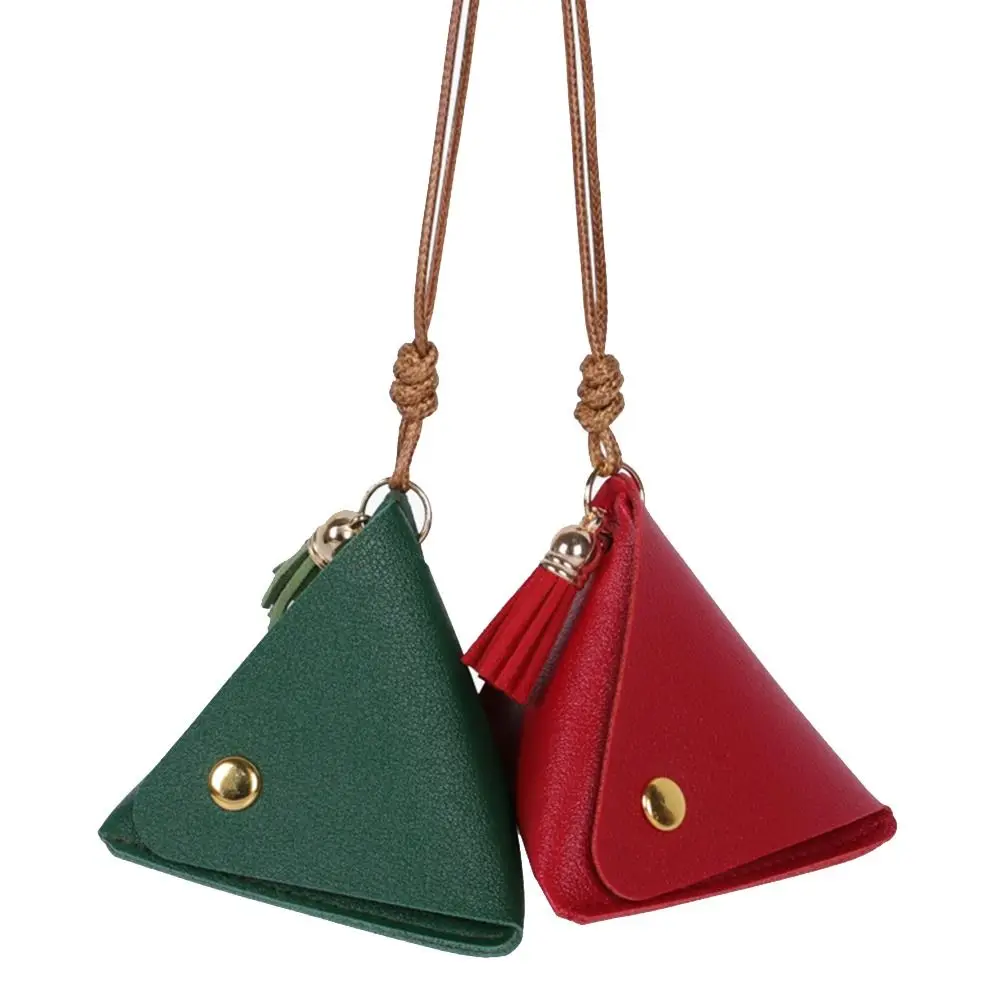 Monedero triangular portátil de cuero PU, Mini bolsa con forma de dragón, Festival Zongzi, billetera pequeña creativa