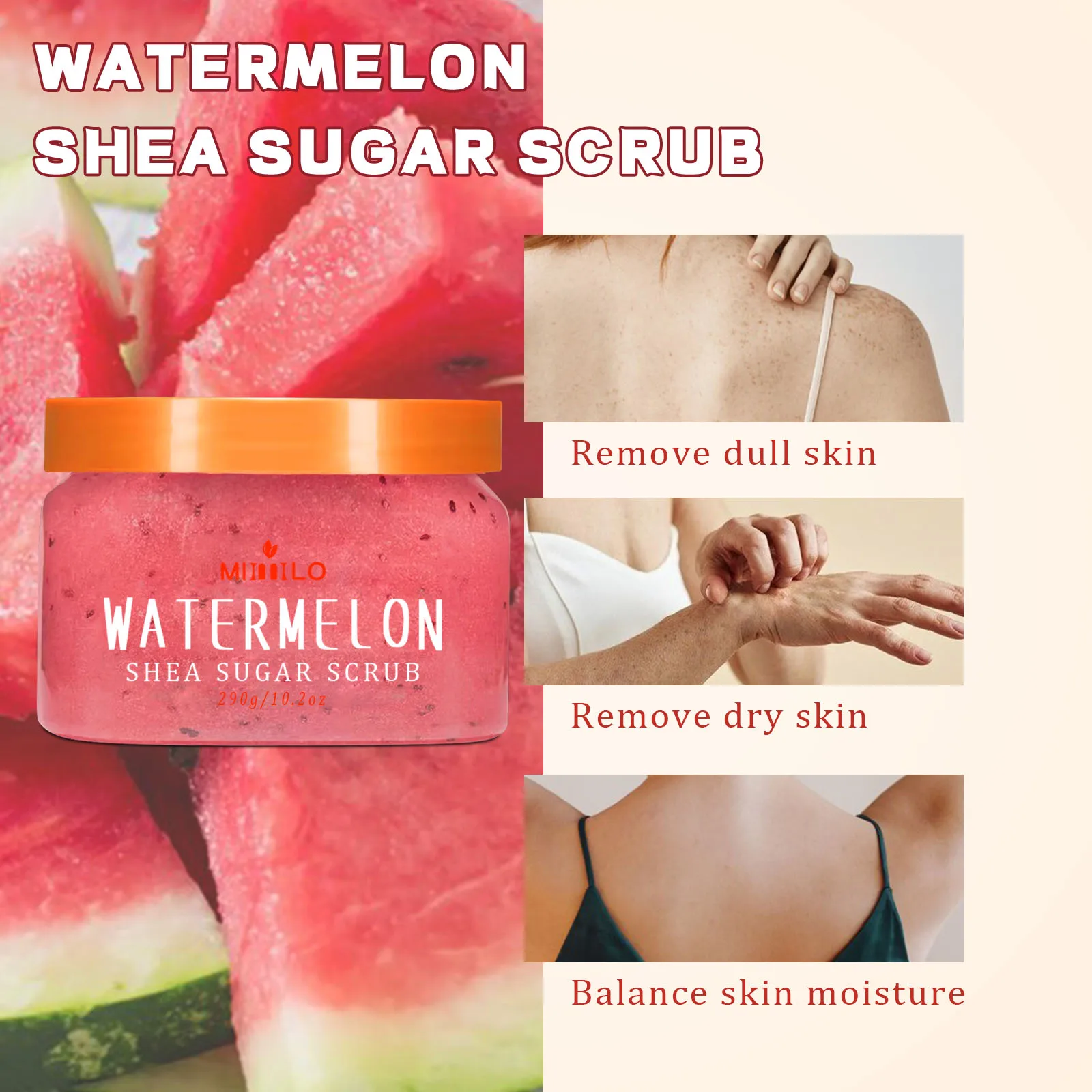 SHEA SUGAR SCRUB، مقشر مقشر، بشرة ناعمة وجميلة، رعاية مرطبة ومغذية، يمكن استخدامها على الجسم بالكامل