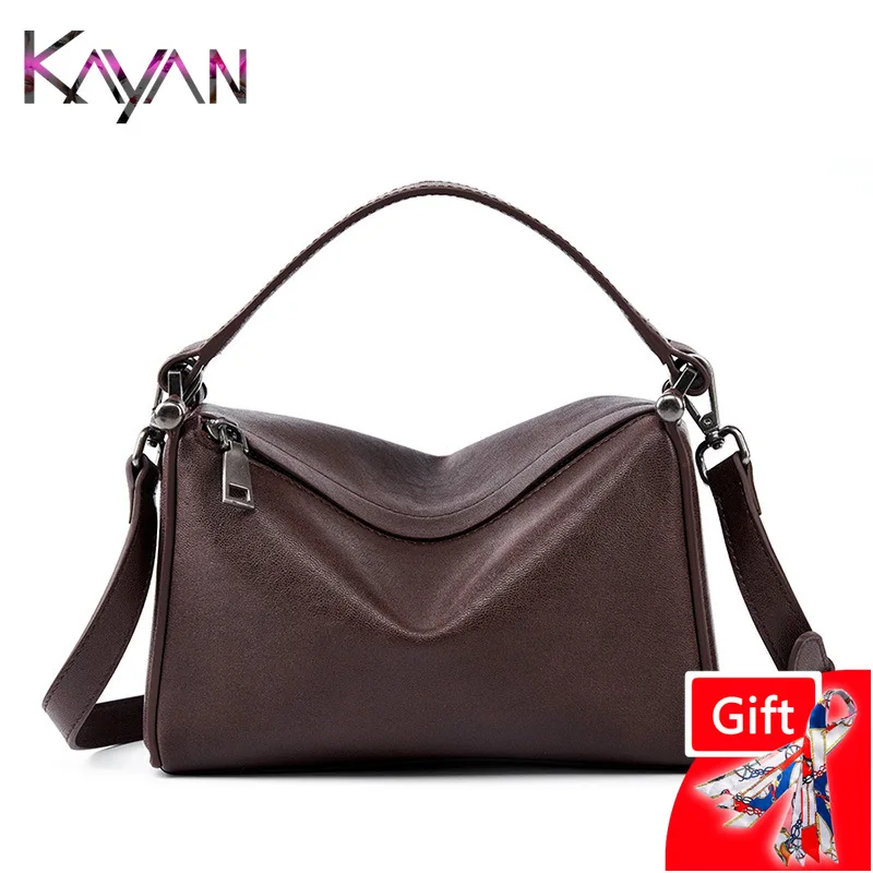 

2024 Top Quality Genuine Leather Women Shoulder Pillow Bag Soft Cowhide Female Crossbody Handbag Top Hanedle Square Ladies Bag