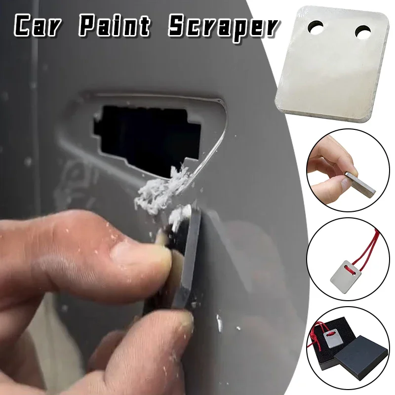 

Car Paint Repair Scraper Tool Alloy Paint Stain Dust and Drips Remover for Auto Detailing Polishing with Lanyard Case