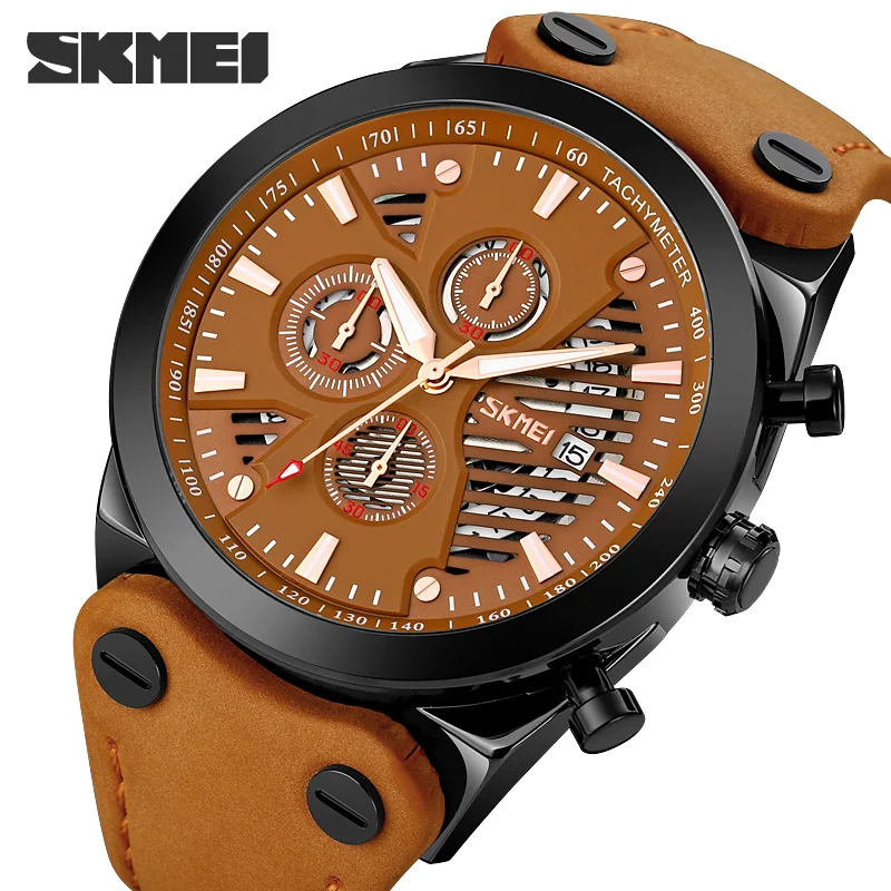 

Men's Watches SKMEI Top Brand Luxury Men Wrist Watch Leather Quartz Watch Sports Waterproof Male Clock Relogio Masculino