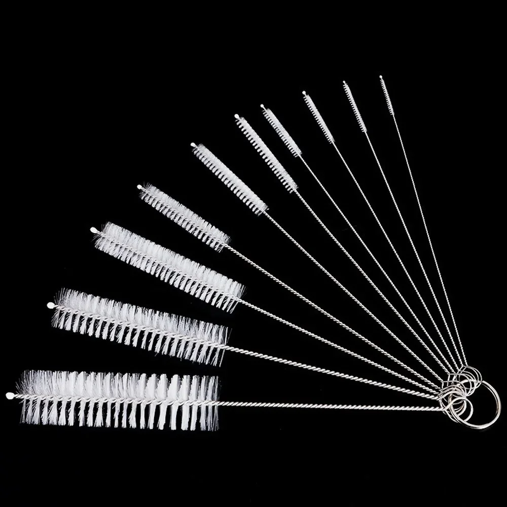 10pcs Tube Bottle Straw Washing Brush Nylon Bottle Straw Household Cleaning Brush Set Kitchen Cleaning Brushes Bristle Kit