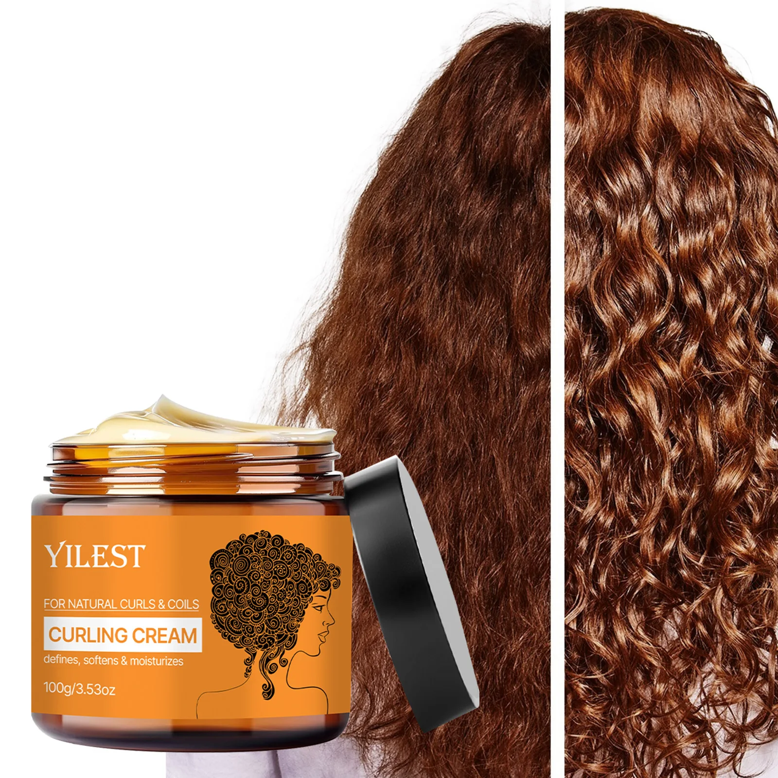 

YILEST Define Bouncy Curling Cream for Hair - Soften, Moisturize & Style Stubborn Curls/Coils, 100g (3.53oz)
