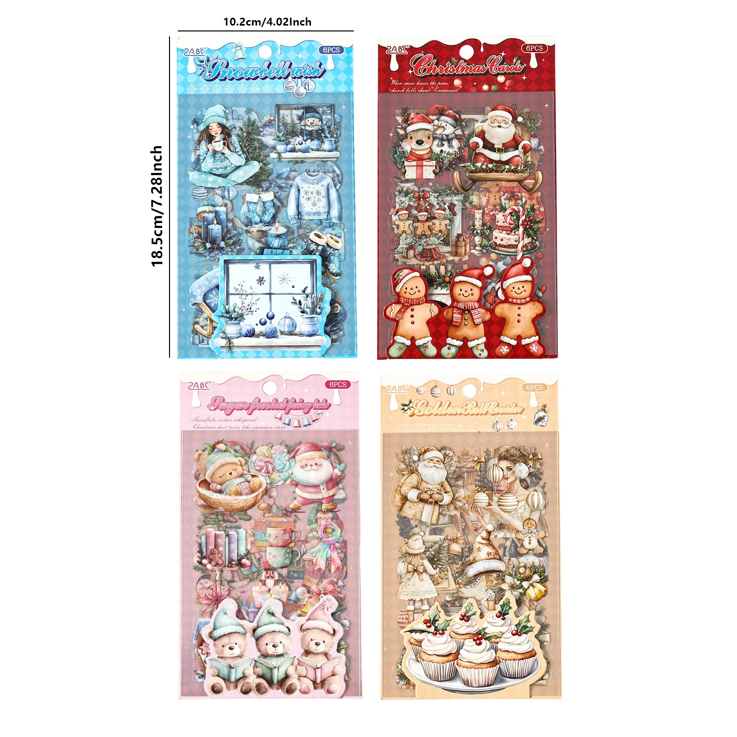 6 أوراق عيد الميلاد سلسلة ملصق حزمة DIY ألبوم القرطاسية الزخرفية مذكرات كأس دفتر الهاتف المحمول سكرابوكينغ الإمدادات